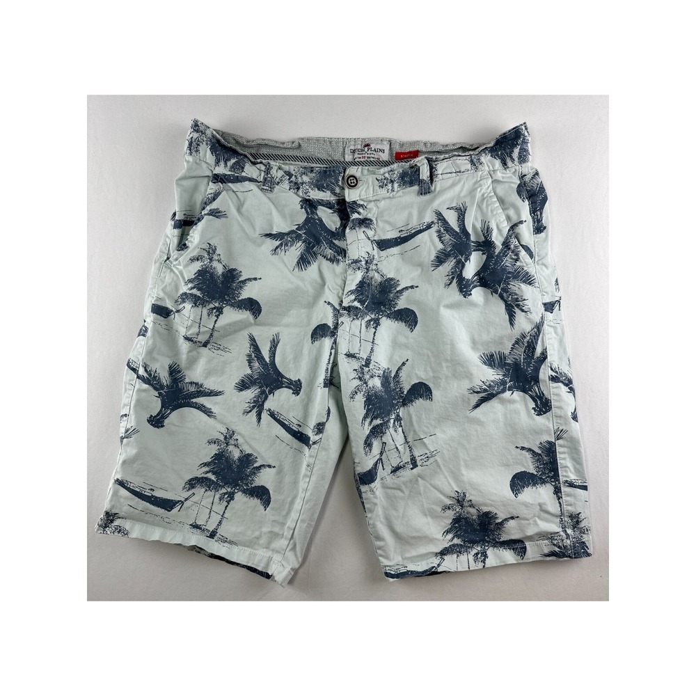 Ditch Plains Meets the Sea Ricky Singh Chino Shorts Palm Trees Boats Blue‎ Sz 36